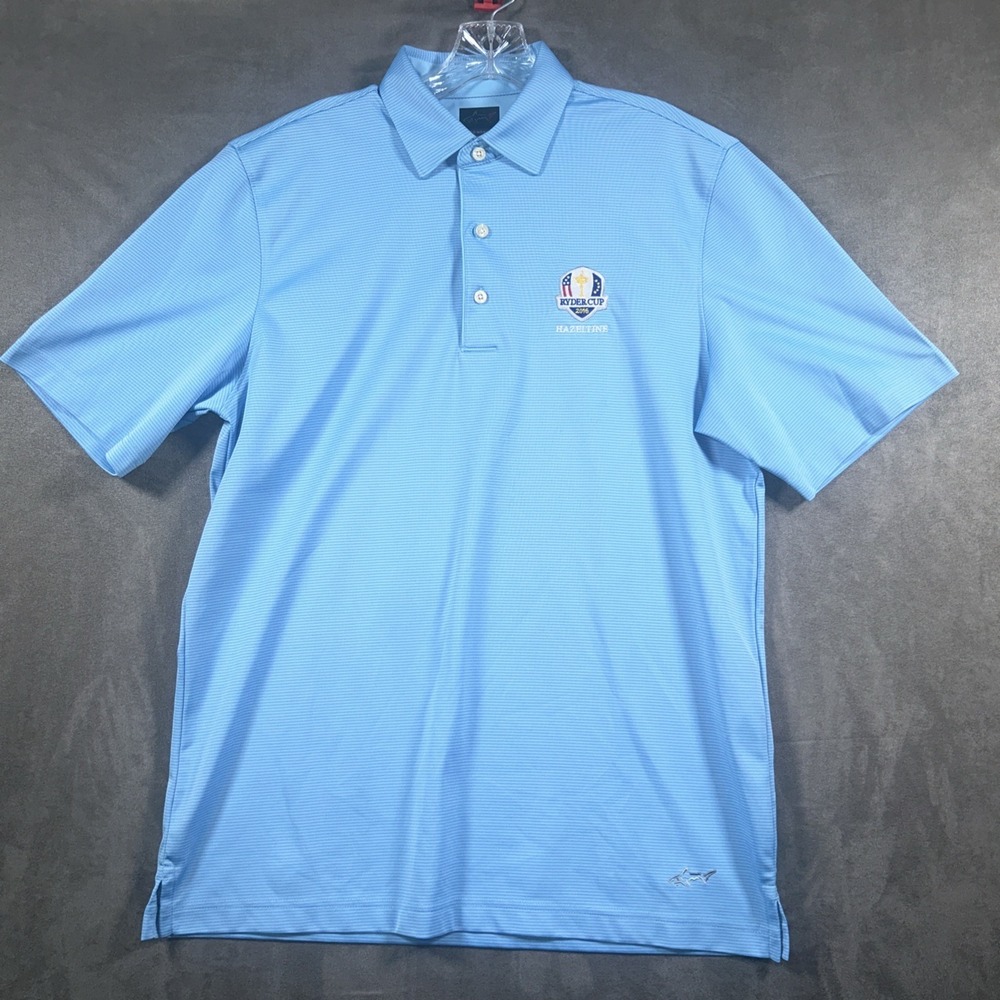 Greg Norman Golf Polo Shirt Play Dry 2016 Ryder Cup Hazeltine M Performance Blue